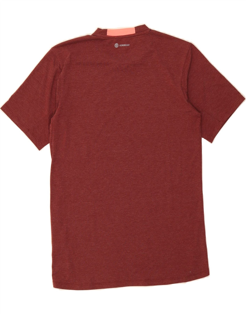 ADIDAS Mens T-Shirt Top Small Maroon Polyester Vintage Adidas and Second-Hand Adidas from Messina Hembry 