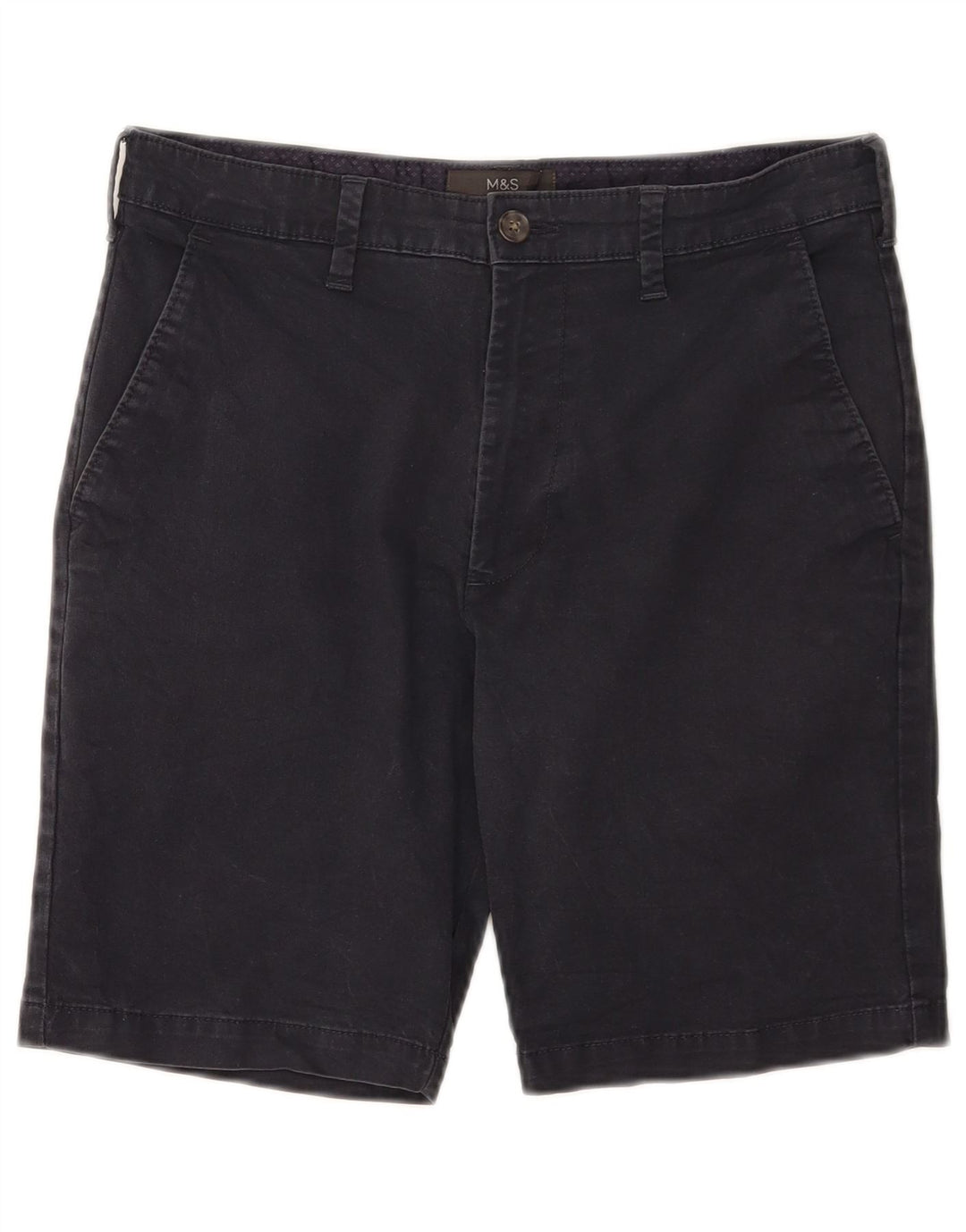 Marks & Spencer Mens Chino Shorts W30 Medium Navy Blue Cotton