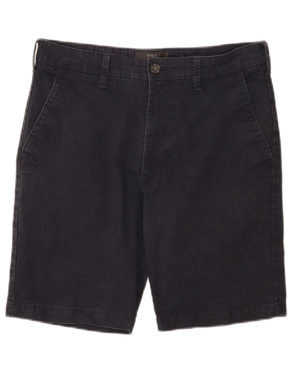 Marks & Spencer Mens Chino Shorts W30 Medium Navy Blue Cotton