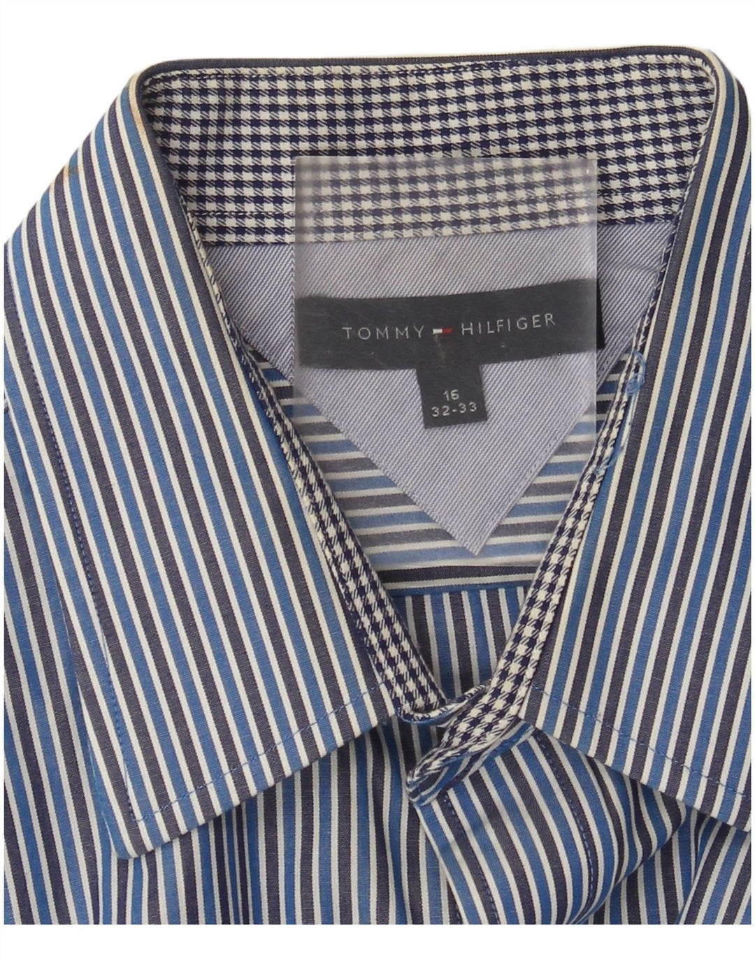 Tommy Hilfiger Mens Shirt Size 16 Large Blue Pinstripe