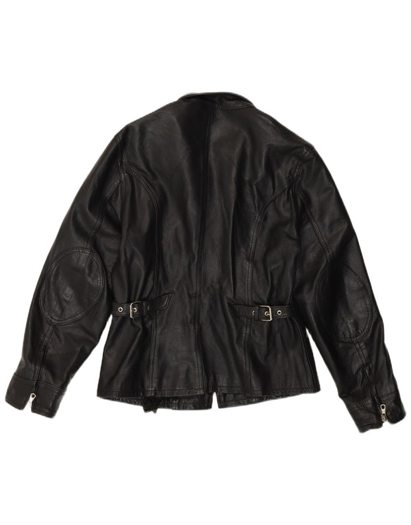 Conbipel Womens Leather Jacket UK 14 Medium Black Leather