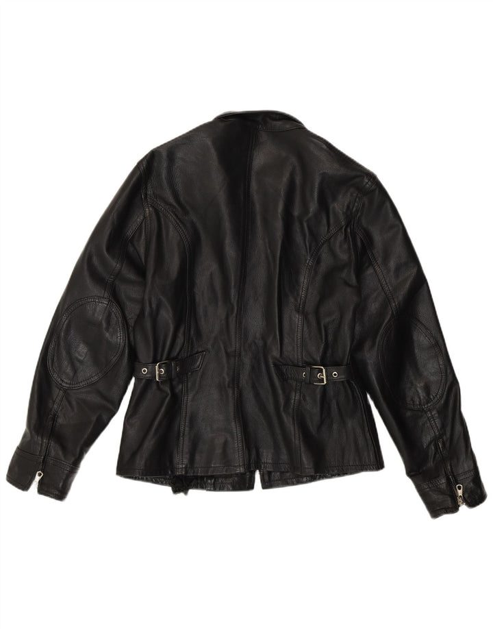 Conbipel Womens Leather Jacket UK 14 Medium Black Leather