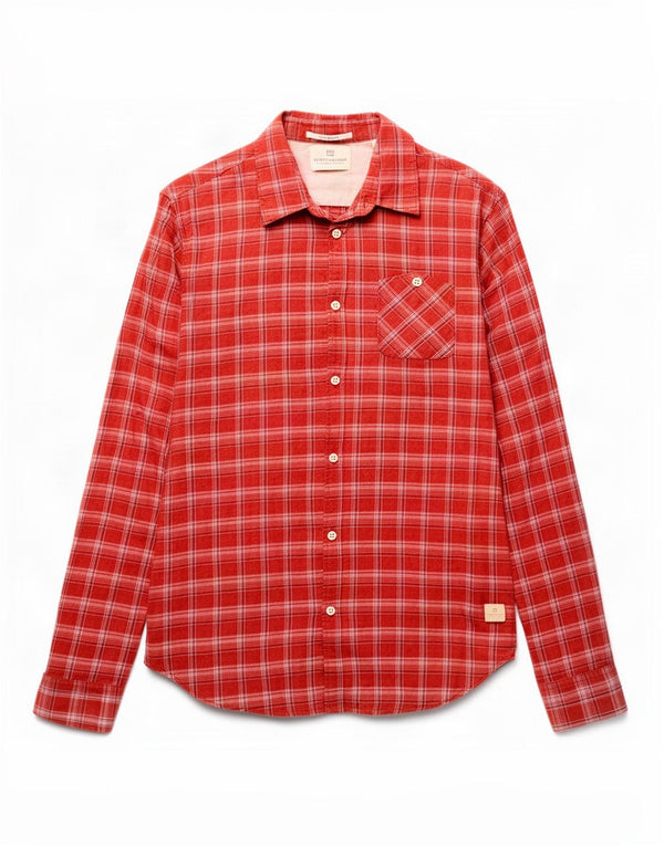 Scotch & Soda Mens Shirt Medium Red Check Cotton