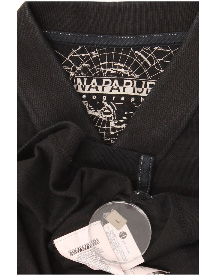 Napapijri Mens Polo Shirt Large Black Cotton