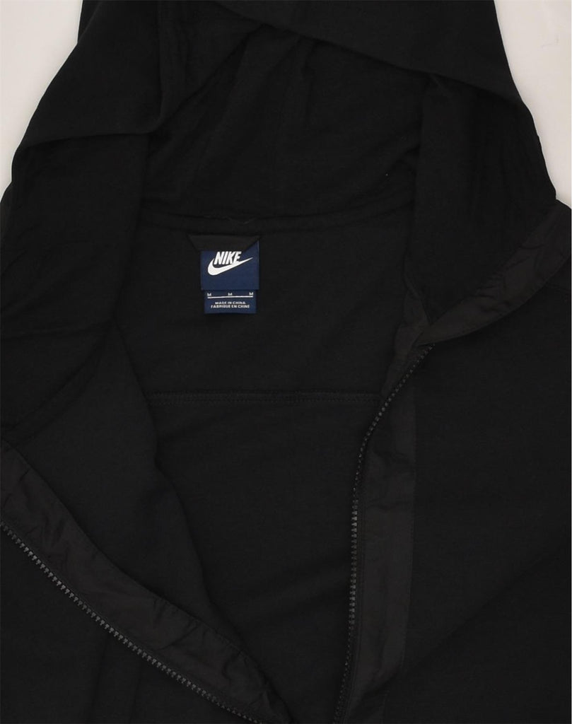 NIKE Womens Hooded Tracksuit Top Jacket UK 12 Medium Black Cotton | Vintage Nike | Thrift | Second-Hand Nike | Used Clothing | Messina Hembry 