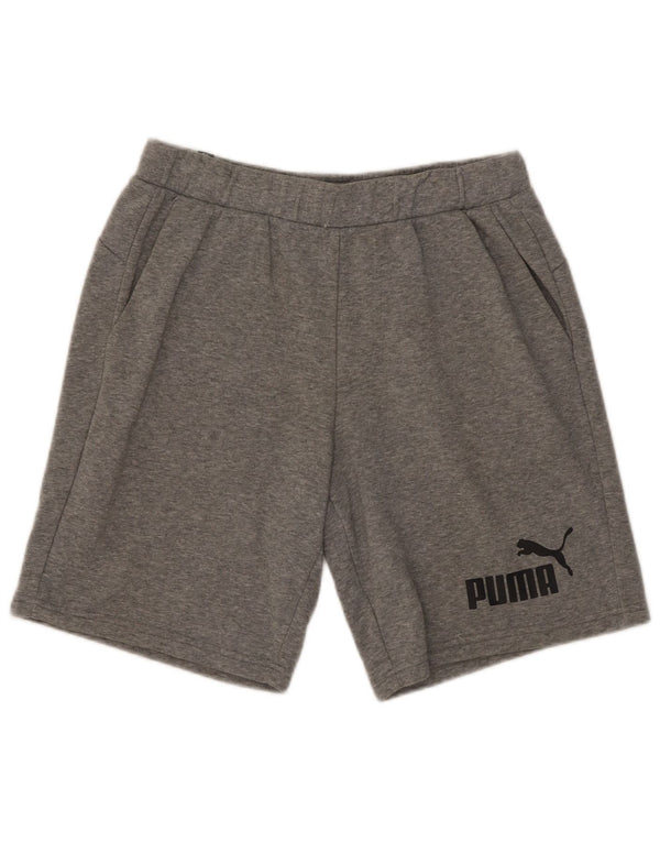 Puma Mens Graphic Sport Shorts Medium Grey Flecked Cotton
