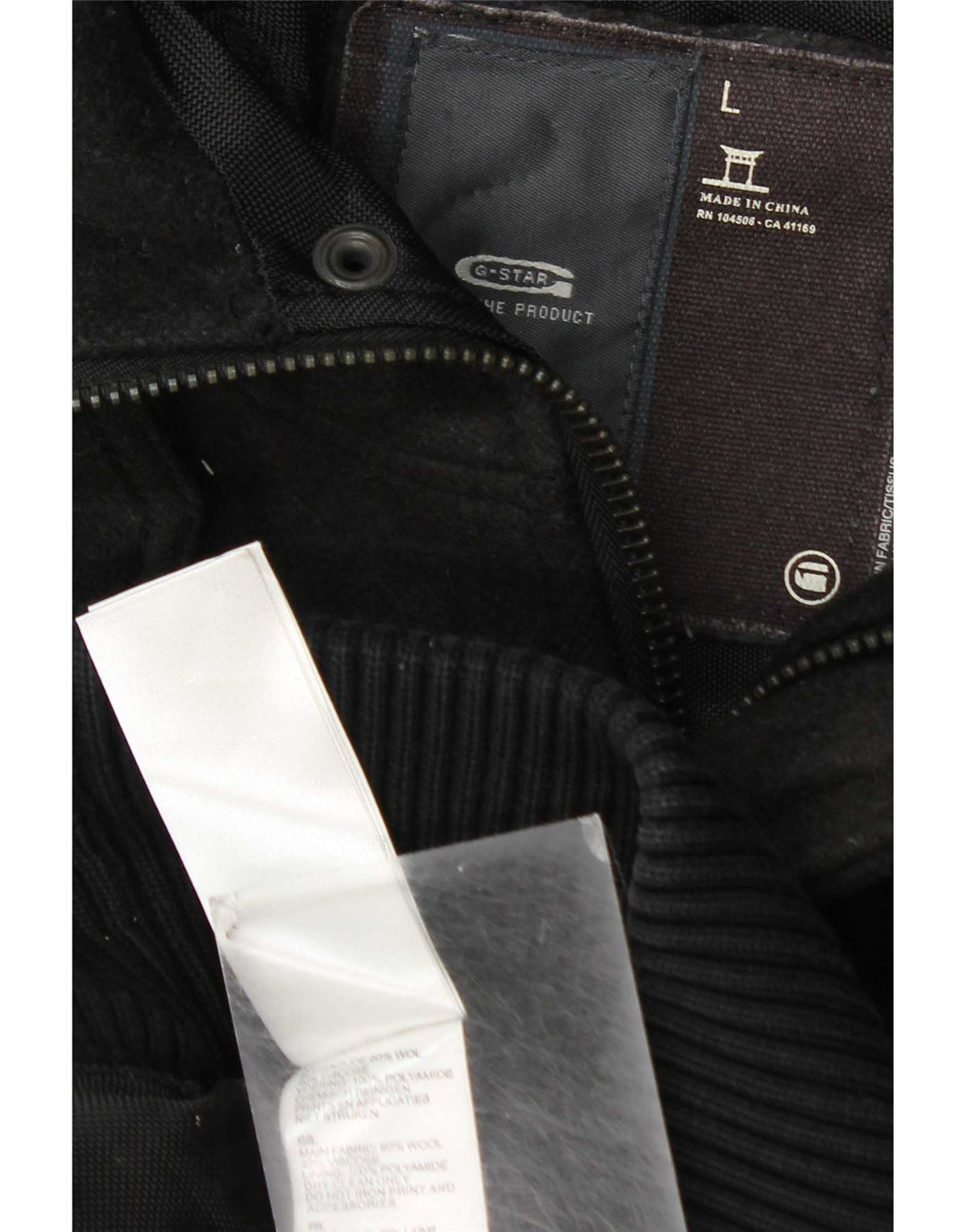 G-Star Mens Hooded Bomber Jacket UK 40 Large Black Check Wool
