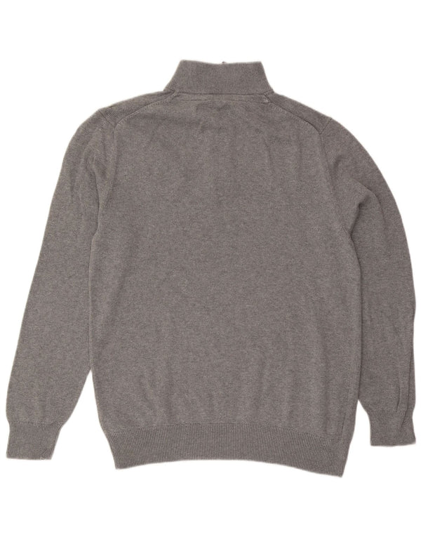Crew Clothing Mens Zip Neck Jumper Sweater Large Grey Cotton