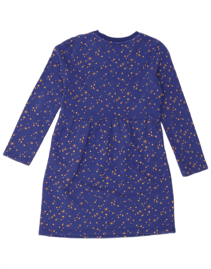 Fat Face Girls Abstract Pattern Long Sleeve Basic Dress 10-11 Years Blue