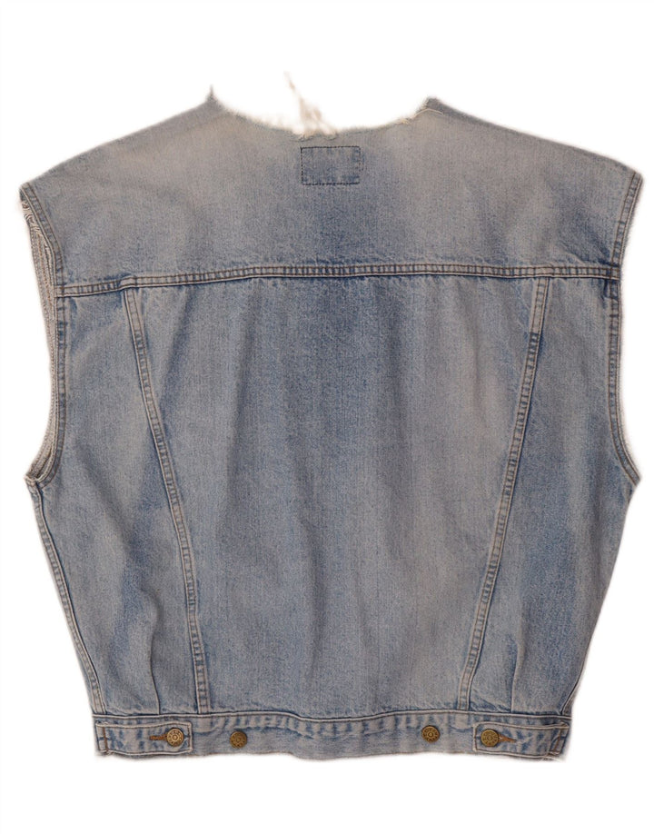 VINTAGE Mens Denim Gilet UK 40 Large Blue Cotton
