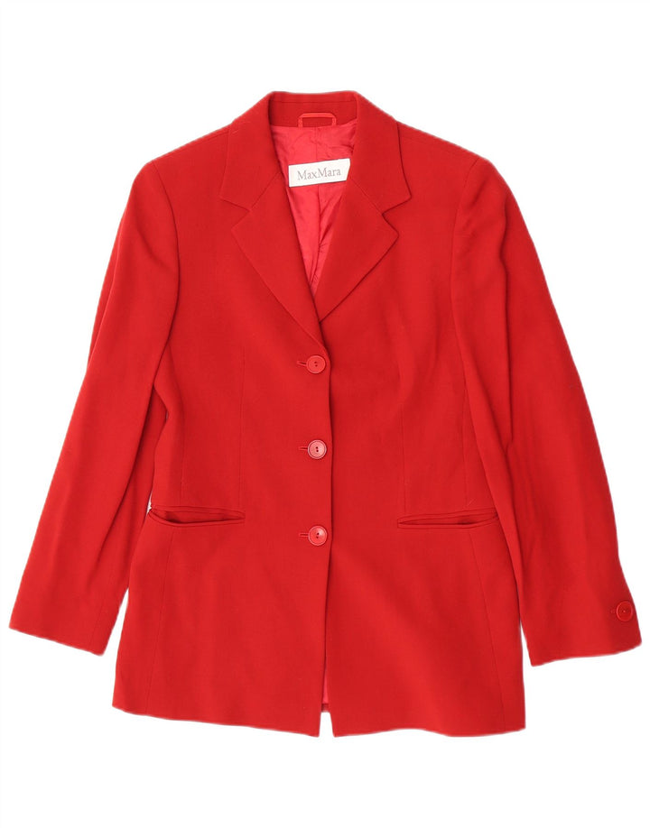 Max Mara Womens 3 Button Blazer Jacket UK 8 Small Red Wool