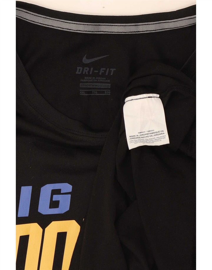 Nike Womens Dri Fit Graphic Top Long Sleeve UK 20 2XL Black Polyester