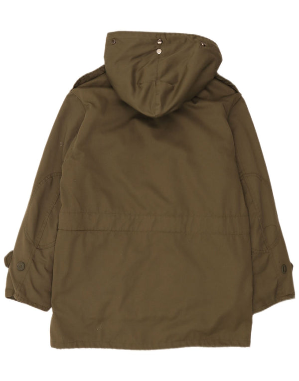 Vintage Mens Military Hooded Sherpa Parka Jacket EU 46 Small Khaki