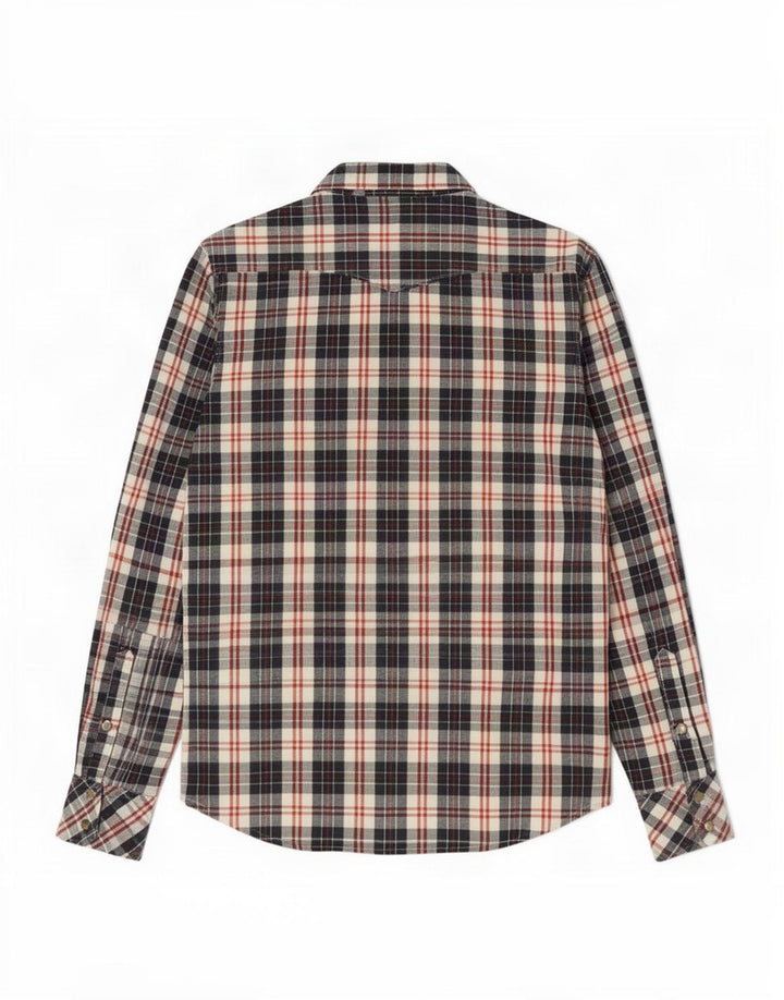 Lee Mens Flannel Shirt Medium Navy Blue Plaid Cotton
