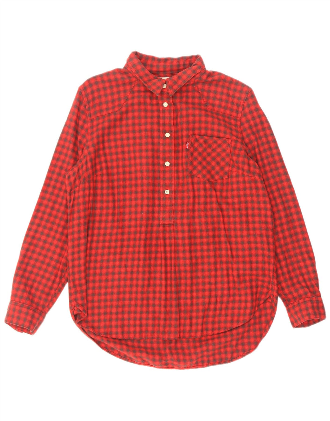 Levi's Womens Pullover Flannel Shirt UK 16 Large Red Gingham Cotton
