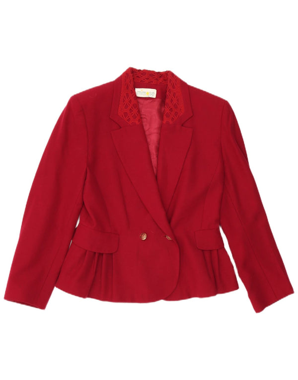 Vintage Womens Double Breasted Blazer Jacket IT 42 Medium Burgundy Wool