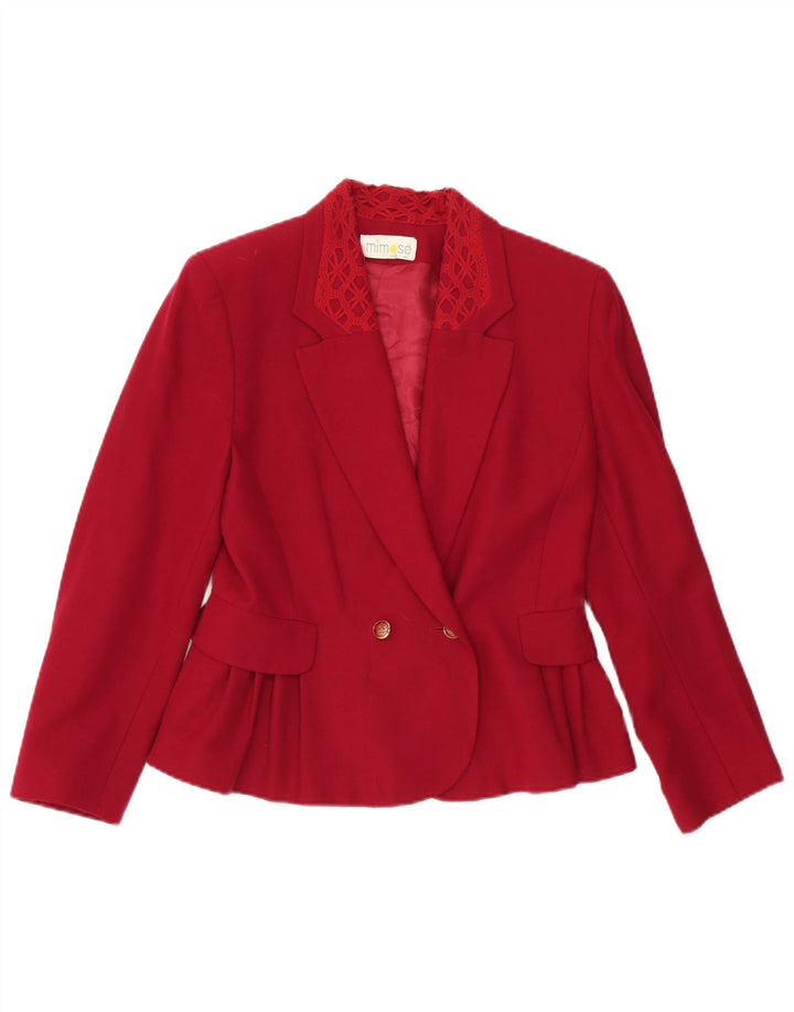 Vintage Womens Double Breasted Blazer Jacket IT 42 Medium Burgundy Wool