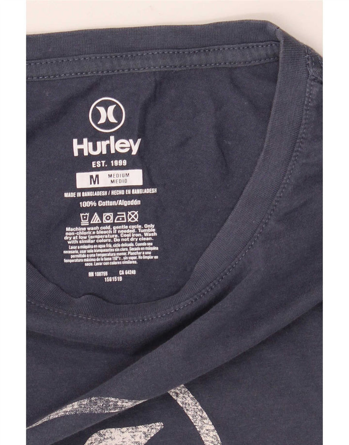Hurley Mens Graphic T-Shirt Top Medium Navy Blue Cotton