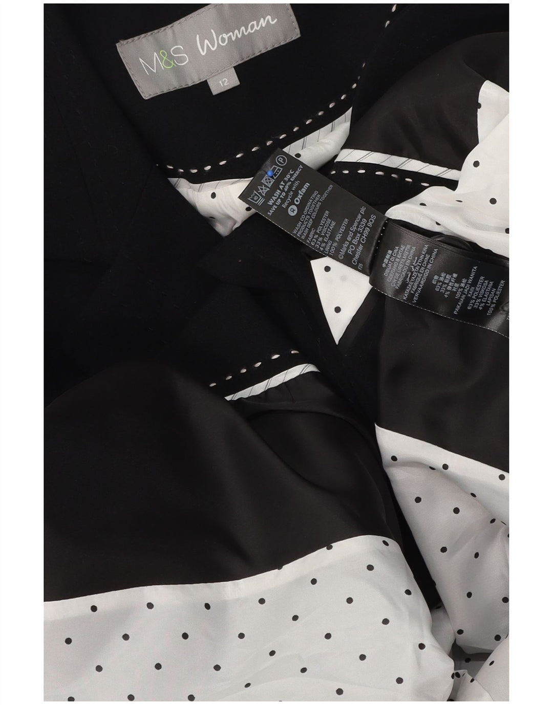 Marks & Spencer Womens 1 Button Blazer Jacket UK 12 Medium Black Polyester