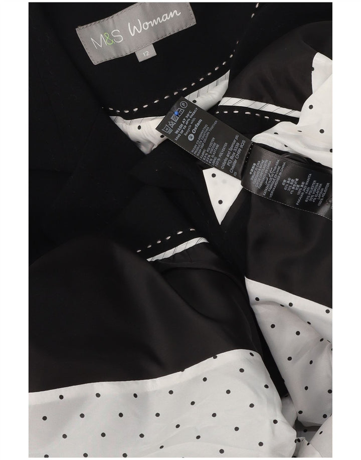 Marks & Spencer Womens 1 Button Blazer Jacket UK 12 Medium Black Polyester