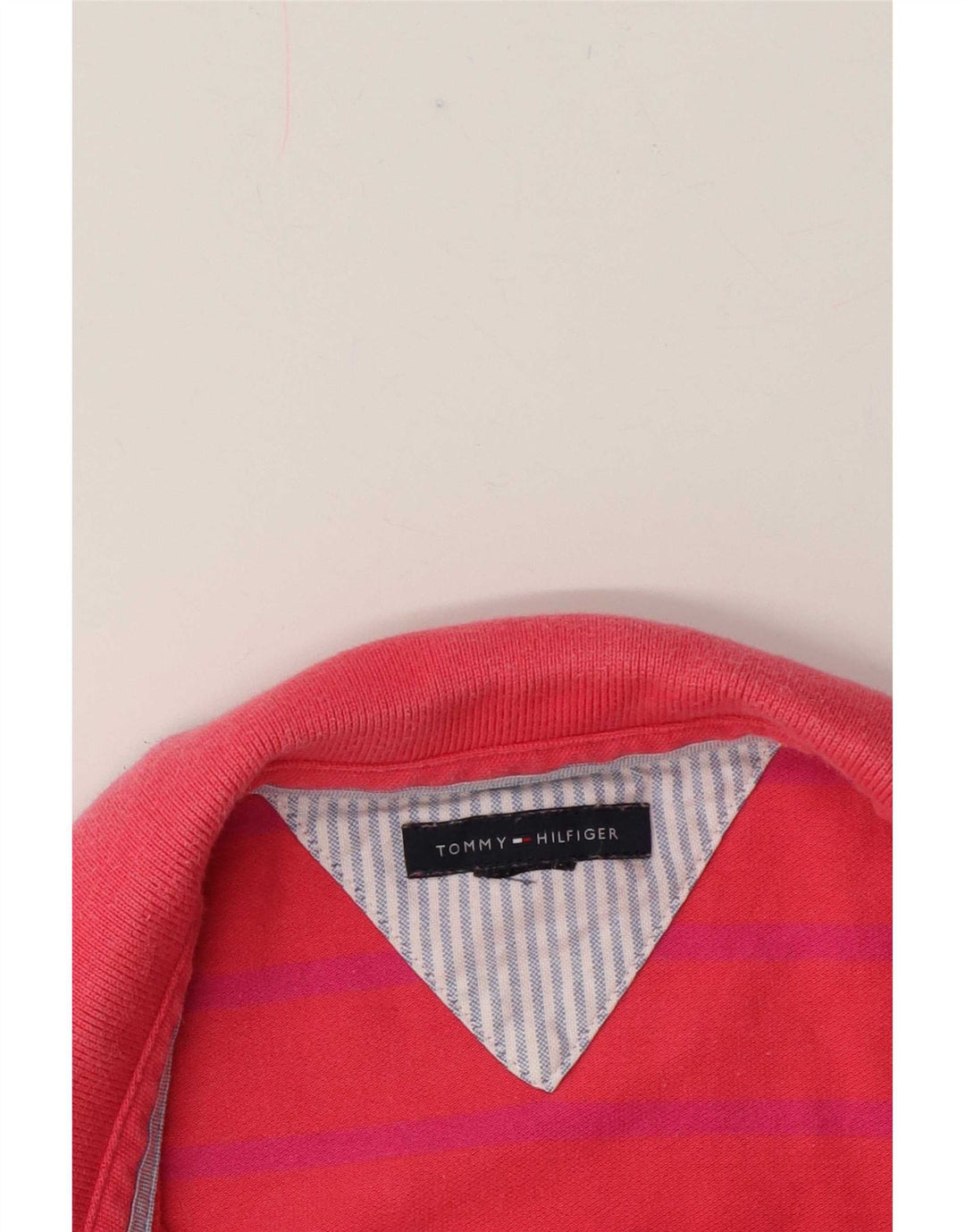 Tommy Hilfiger Womens Regular Fit Polo Shirt UK 14 Medium Red Striped