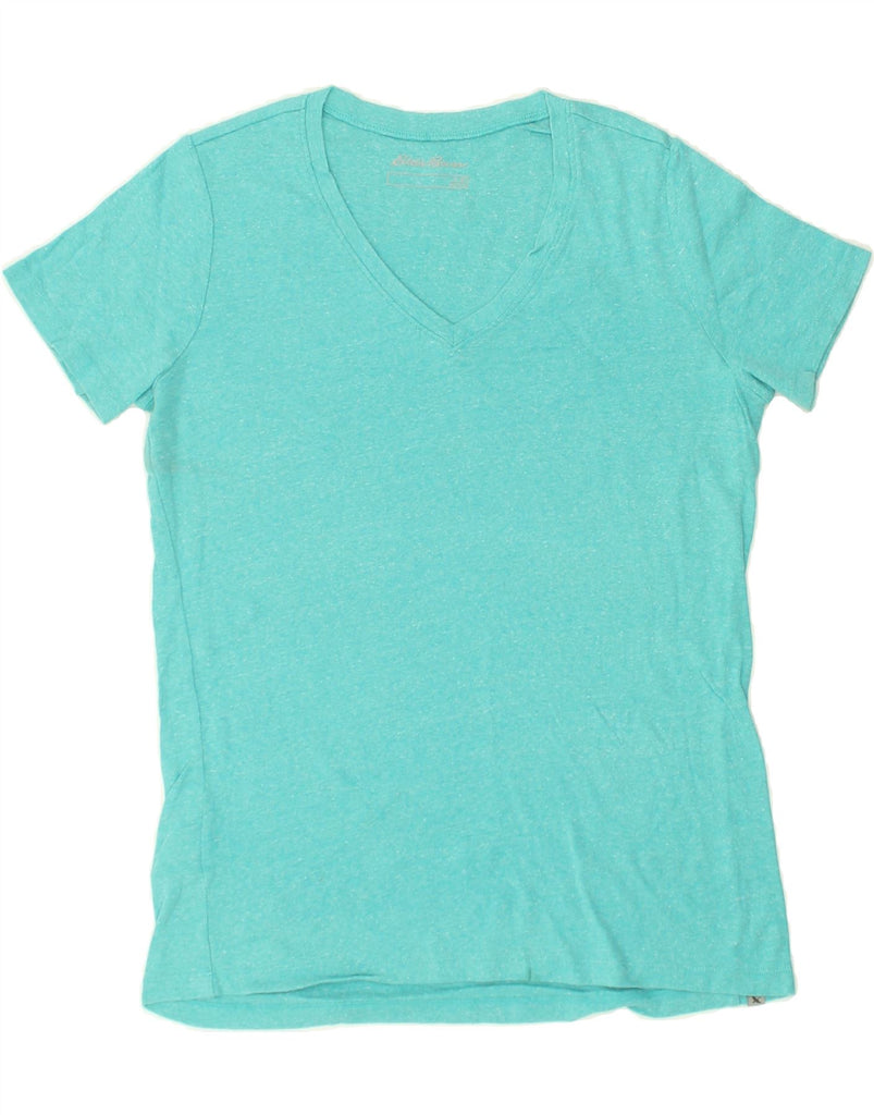 EDDIE BAUER Womens T-Shirt Top UK 18 XL Turquoise Flecked Cotton | Vintage Eddie Bauer | Thrift | Second-Hand Eddie Bauer | Used Clothing | Messina Hembry 