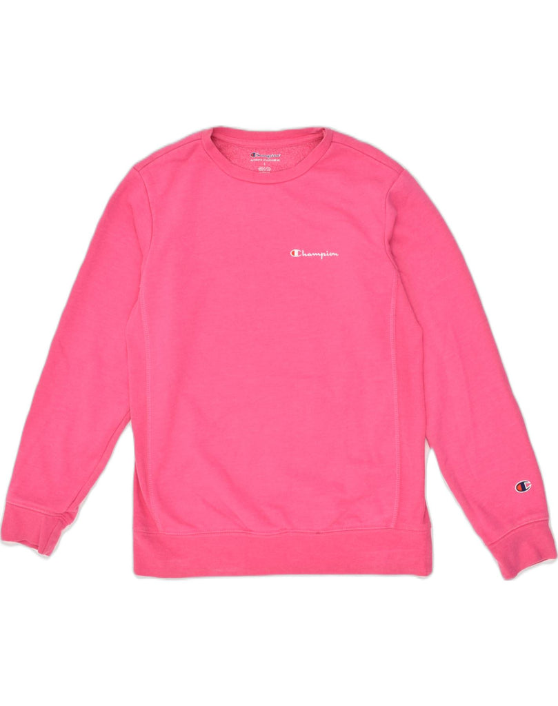 CHAMPION Womens Sweatshirt Jumper UK 16 Large Pink Cotton | Vintage Champion | Thrift | Second-Hand Champion | Used Clothing | Messina Hembry 