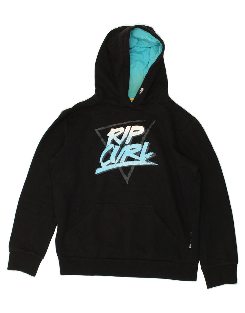 RIP CURL Boys Graphic Hoodie Jumper 15-16 Years Black Cotton | Vintage Rip Curl | Thrift | Second-Hand Rip Curl | Used Clothing | Messina Hembry 