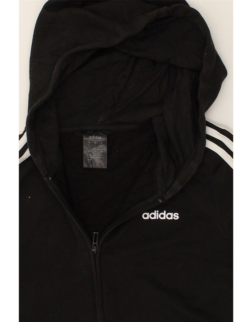 ADIDAS Womens Zip Hoodie Sweater UK 12/14 Medium  Black Cotton | Vintage Adidas | Thrift | Second-Hand Adidas | Used Clothing | Messina Hembry 