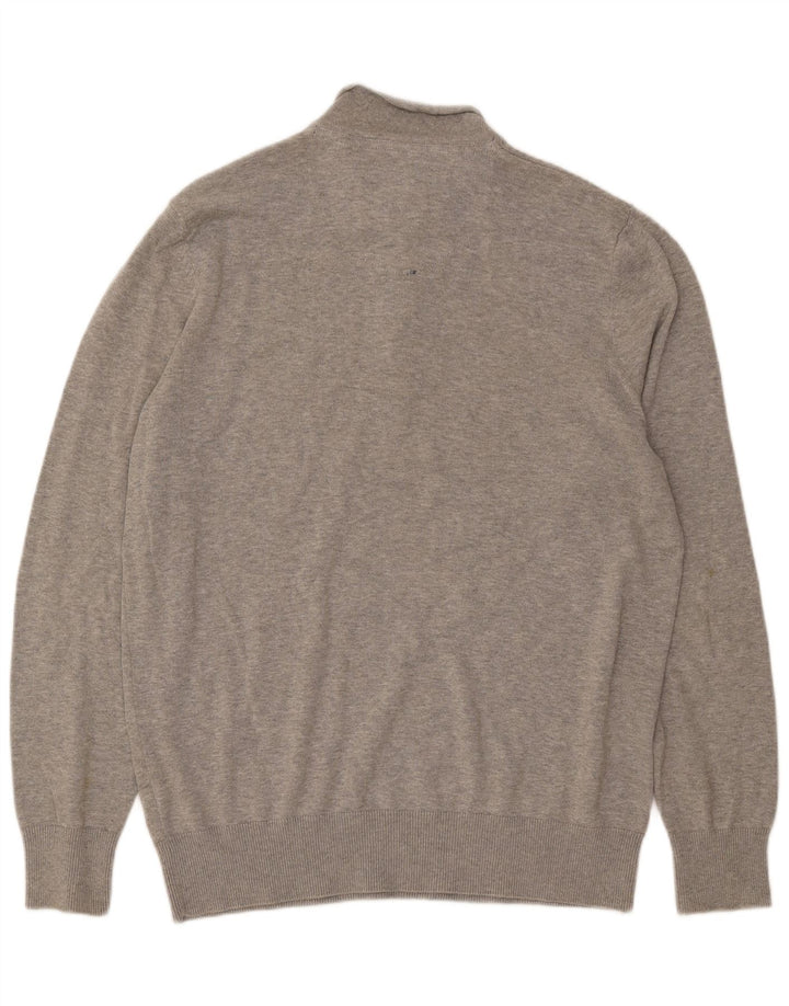 CREW CLOTHING Mens Polo Neck Jumper Sweater XL Grey Cotton