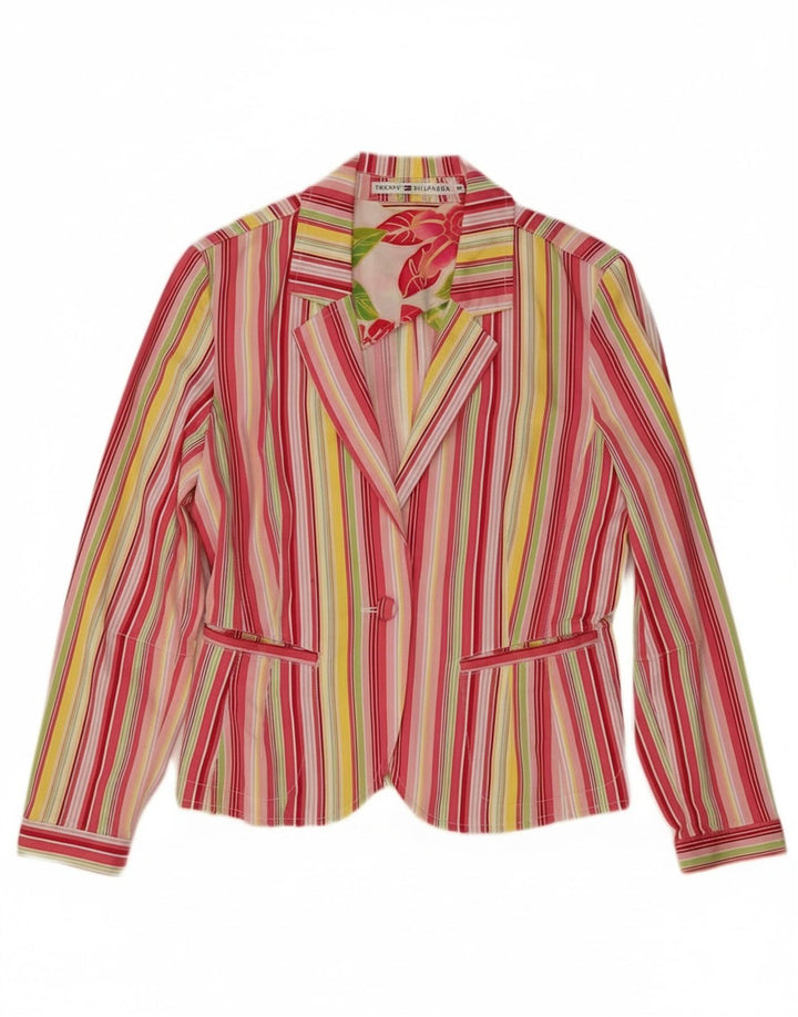 Tommy Hilfiger Womens Crop Blazer Jacket UK 12 Medium Multicoloured Striped