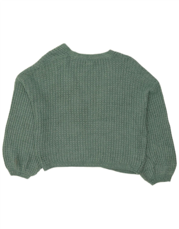 Fat Face Womens Oversized Crop Open Cardigan Sweater UK 12 Medium Green