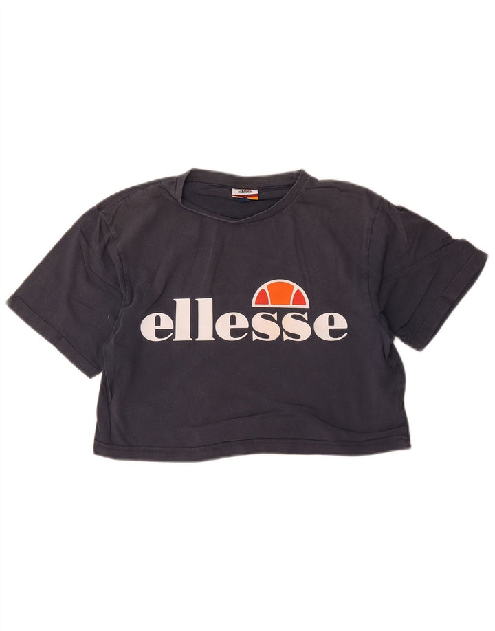 Ellesse Womens Crop Graphic T-Shirt Top UK 8 Small  Grey