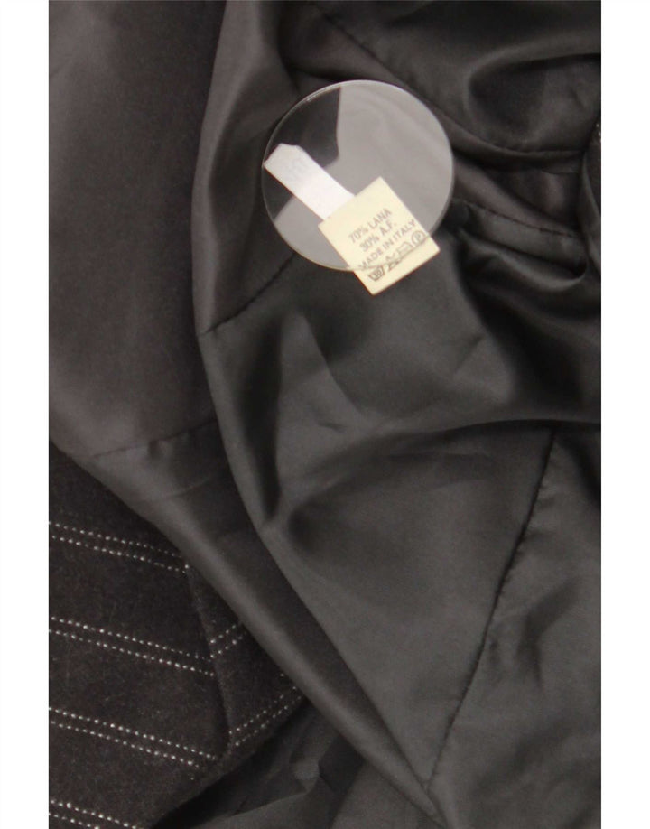 Vintage Womens Double Breasted Blazer Jacket IT 48 XL Black Striped Wool