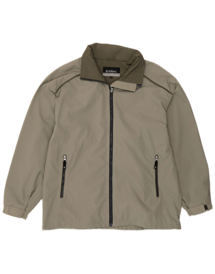 Killtec Mens Hooded Rain Jacket UK 36 Small Green Polyamide