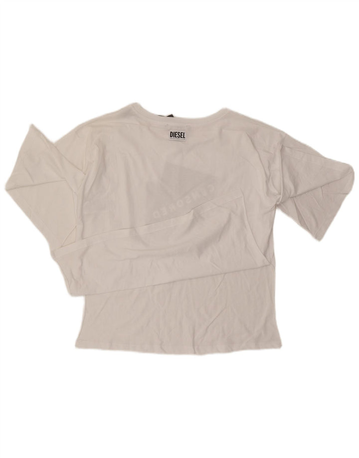 Diesel Womens Oversized Graphic T-Shirt Top UK 10 Small White Cotton