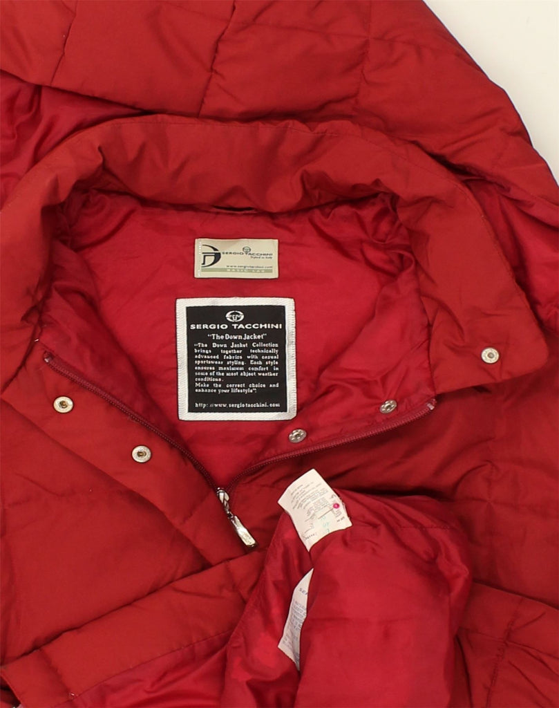 SERGIO TACCHINI Womens Hooded Windbreaker Coat IT 46 Large Red Polyester | Vintage Sergio Tacchini | Thrift | Second-Hand Sergio Tacchini | Used Clothing | Messina Hembry 