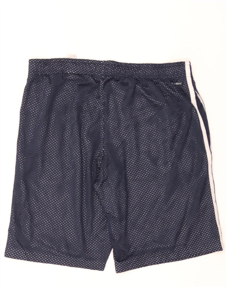 REEBOK Womens Sport Shorts UK 14 Large  Navy Blue Spotted Polyester Vintage Reebok and Second-Hand Reebok from Messina Hembry 