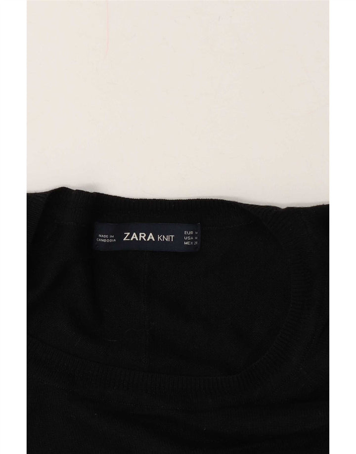 Zara Womens Crew Neck Jumper Sweater UK 14 Medium Black