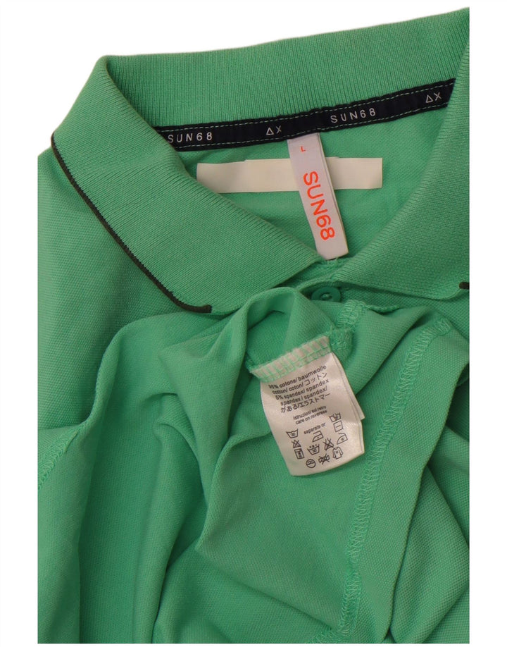 SUNDEK Mens Polo Shirt Large Green Cotton