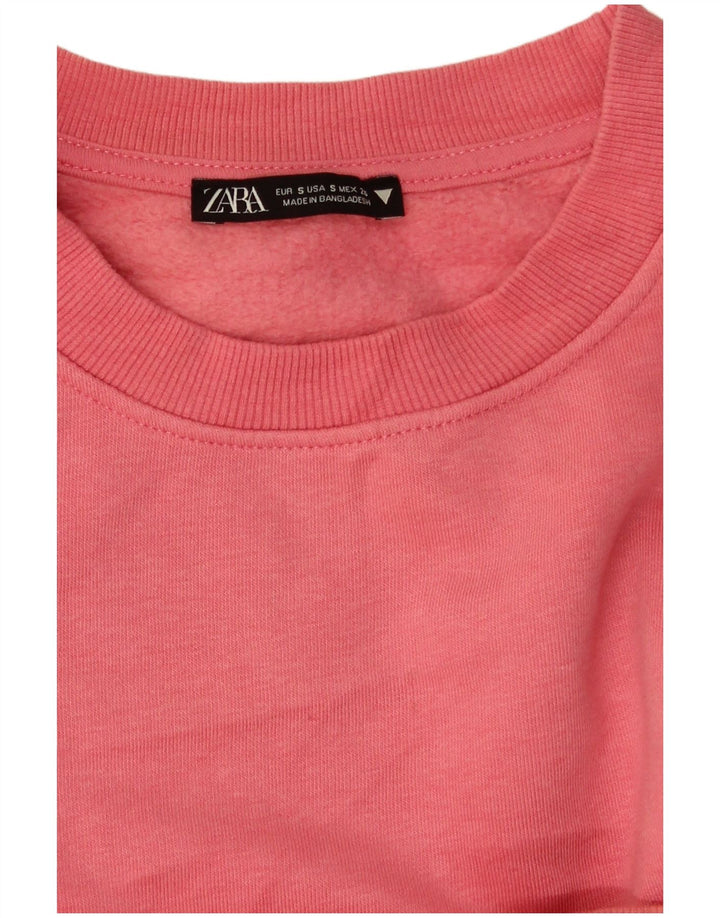 Zara Womens Crop Oversized Sweatshirt Jumper UK 10 Small Pink