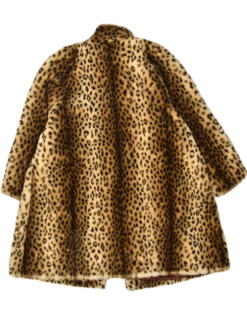 VINTAGE Womens Oversized Faux Fur Overcoat UK 16 Large Brown Animal Print | Vintage Vintage | Thrift | Second-Hand Vintage | Used Clothing | Messina Hembry 