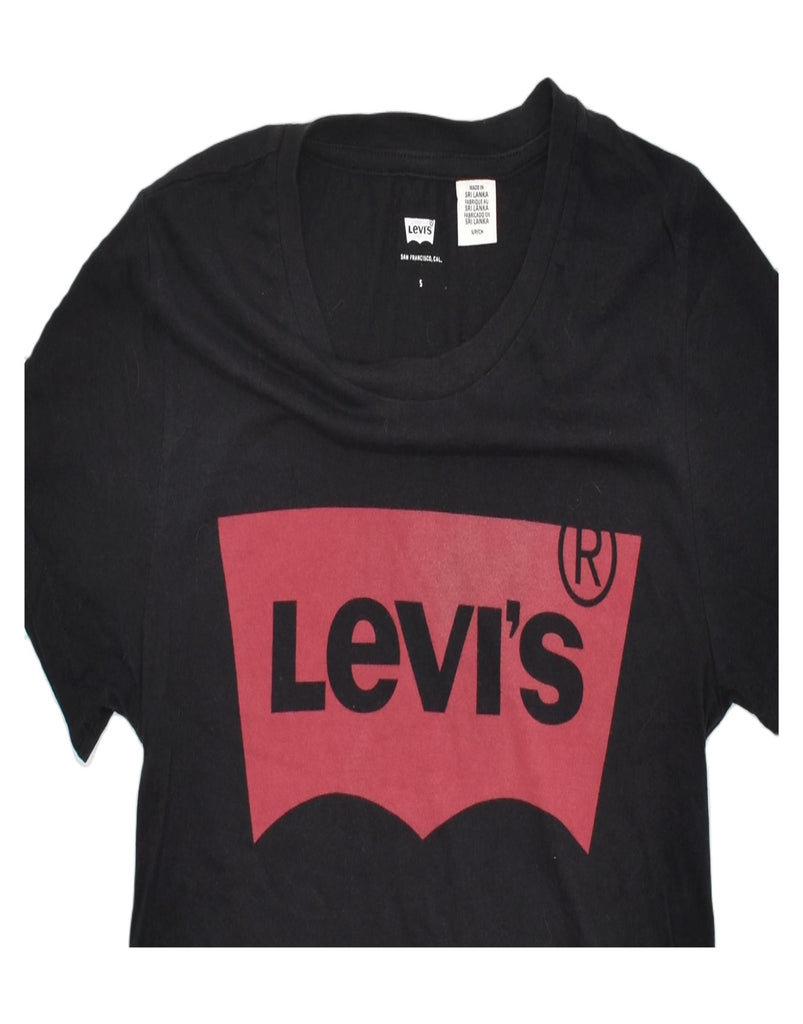 LEVI'S Womens Graphic T-Shirt Top UK 10 Small Black Cotton | Vintage | Thrift | Second-Hand | Used Clothing | Messina Hembry 