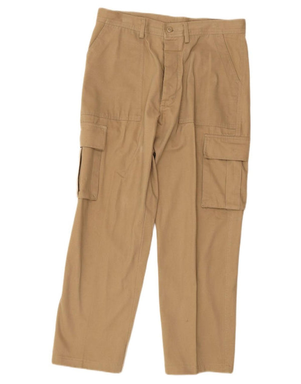 Vintage Mens Straight Cargo Trousers IT 50 Large W32 L29 Beige Cotton
