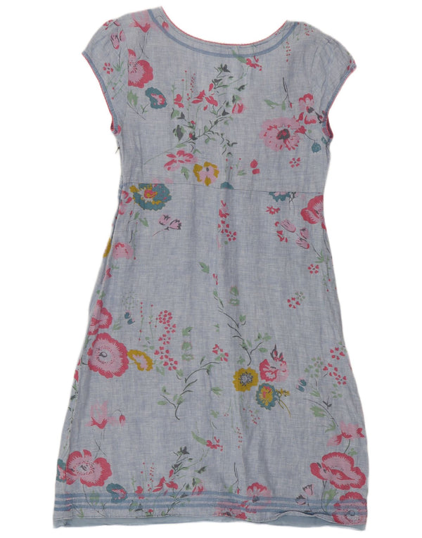 White Stuff Womens A-Line Dress UK 14 Medium Blue Floral Linen