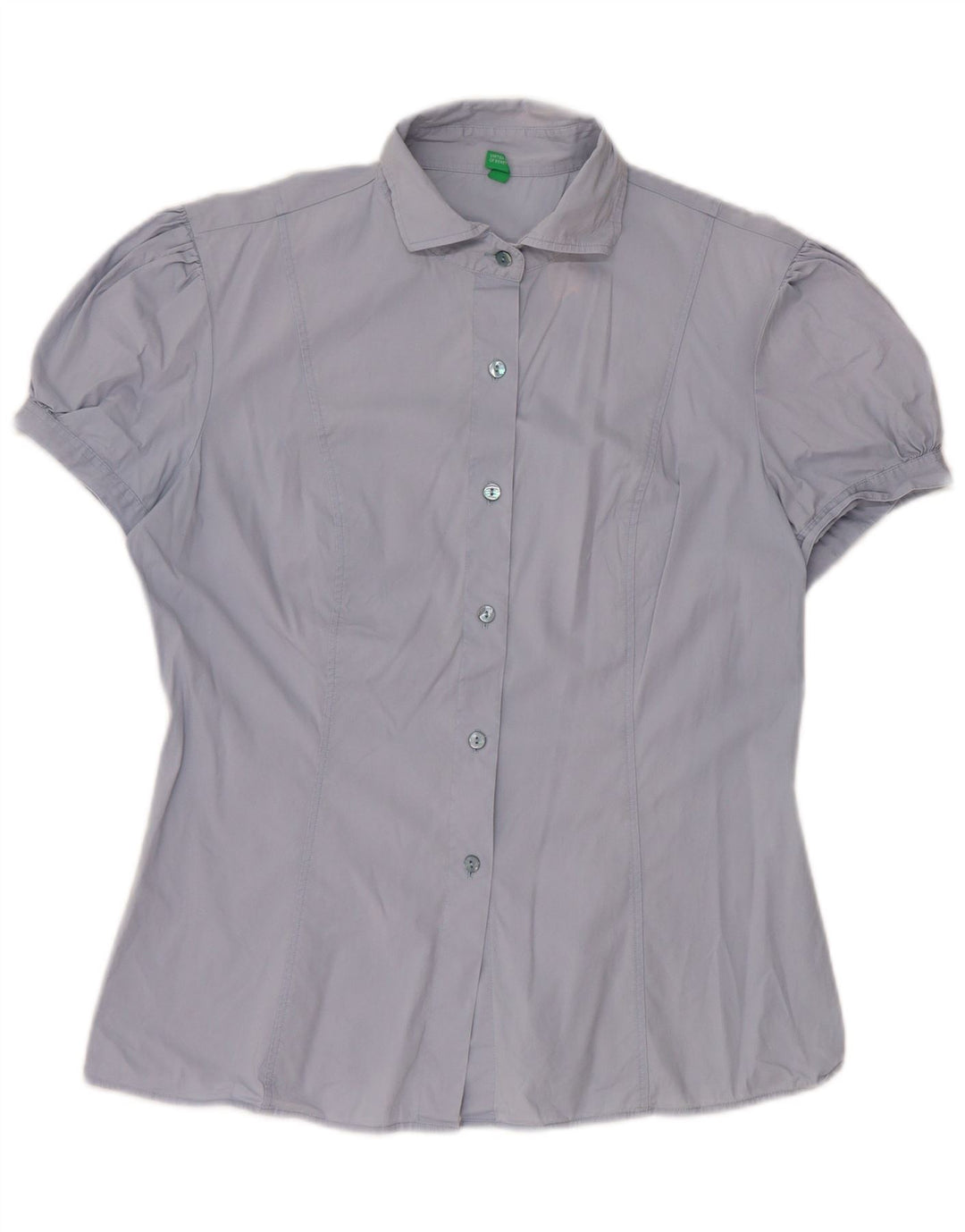 Benetton Womens Short Sleeve Shirt UK 12 Medium Blue