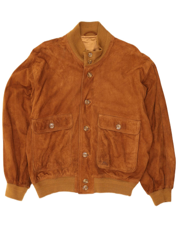 Vintage Mens Suede Bomber Jacket IT 48 Medium Beige