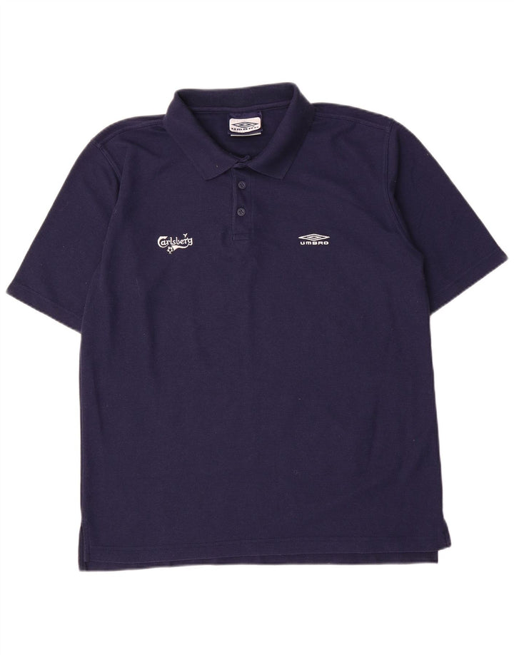 Umbro Mens Polo Shirt Large Navy Blue Polyester