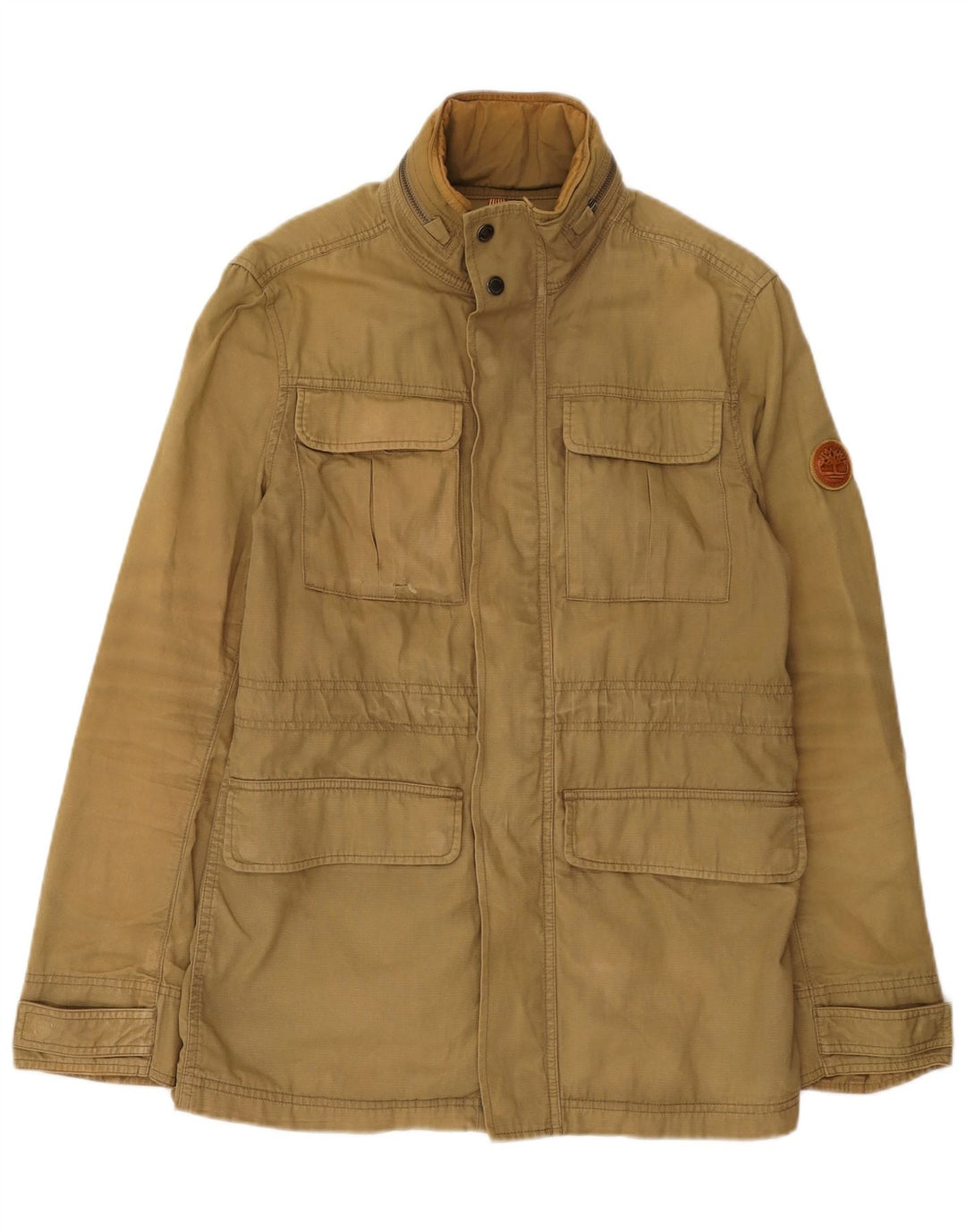 Timberland Mens Hooded Utility Jacket UK 36 Small Khaki Cotton