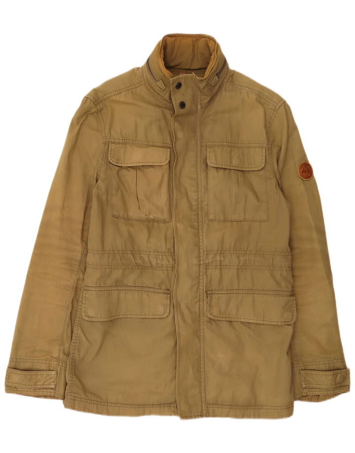 Timberland Mens Hooded Utility Jacket UK 36 Small Khaki Cotton